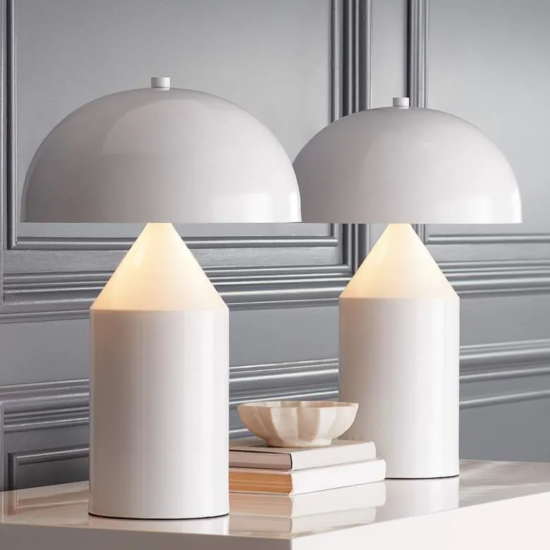 360 Lighting Felix Modern White Dome Mushroom Table Lamps Set of 2