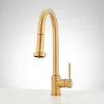 Signature Hardware Ridgeway Pull-Down Kitchen Faucet, Polished Brass