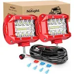 Nilight LED Light Bar 2pcs 60W 4inch Triple Row Spot Flood Combo Lights w/Wiring Kit for Fog Light Driving Light Work Light On Off-Road Truck SUV