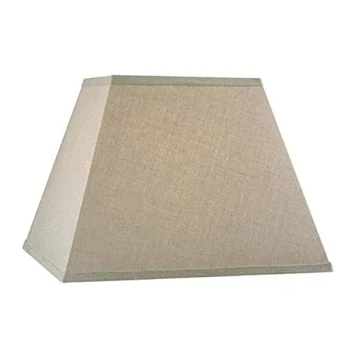 Beige Linen Square Mission Style 12 Inch Nickel Plated Washer Fitted Lampshade