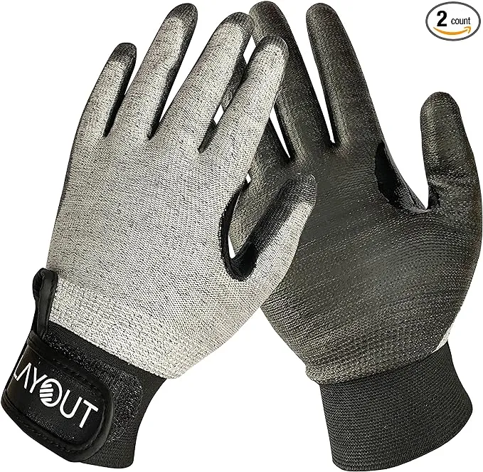 Layout Lite Ultimate Frisbee Gloves - Seamless X-Small-Small, Black/Grey 