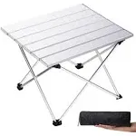 Grope Small Folding Camping Table with Aluminum Table Top, Beach Table for Sand with Carrying Bag,Prefect for Outdoor, Picnic, BBQ, Cooking, Festival