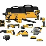 20-Volt Max Lithium-Ion 10-Tool Cordless Combo Kit with Two 2.0 Ah Batteries, Charger and 2 Bags