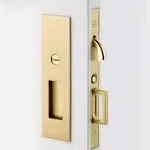 Emtek Pocket Door Mortise - Narrow Modern Rectangular Privacy Function (Satin Brass)