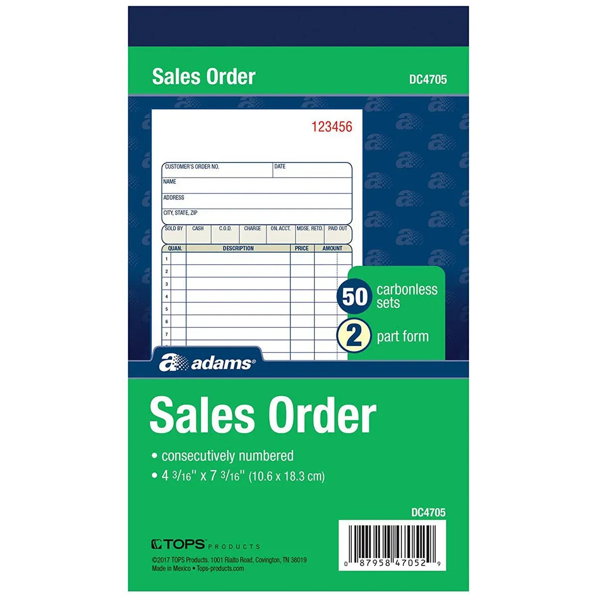 Adams Sales Order Book