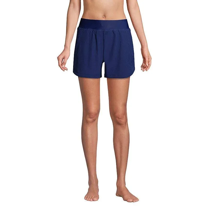 Lands' End Women's Curvy Fit 5" Quick Dry Swim Shorts with Panty