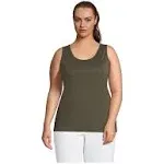 Lands' End Women's Plus Size Cotton Tank Top, Size: 2XL, Green