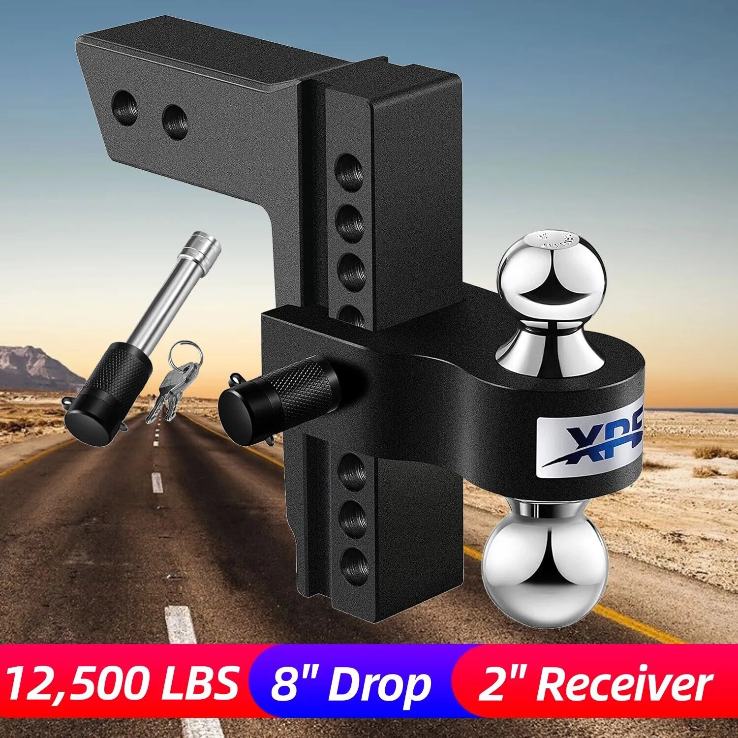 Adjustable Trailer Hitch for Heavy Duty Truck 2" Receiver 8" Drop Rise Aluminum  | eBay