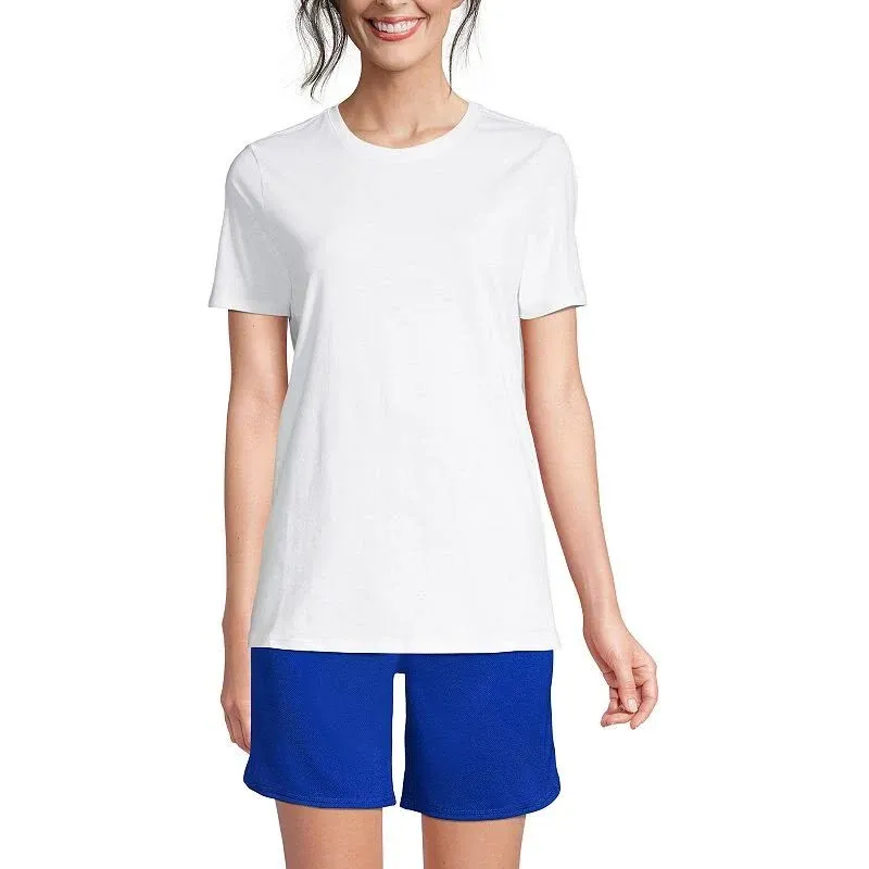 Lands' End Women's School Uniform Tall Short Sleeve Feminine Fit Essential T-Shirt - White