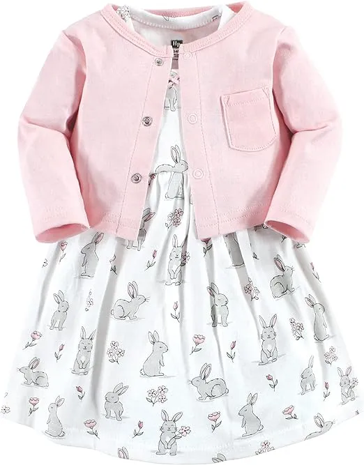 Hudson Baby Baby Girls' Cotton Dress and Cardigan Set