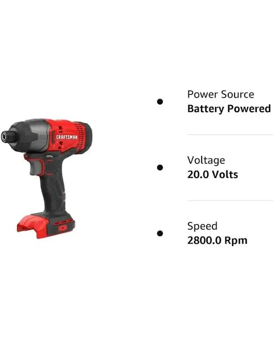 Craftsman Cmcf800 V20 20-Volt Max Variable Speed Cordless Impact Driver (Tool Only, Battery/Charger Not Included) Special Purchase