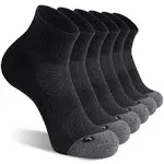 FITRELL 6 Pack Men's Athletic Ankle Socks Cushioned Sports Running Socks, Black, Shoe Size 9-12