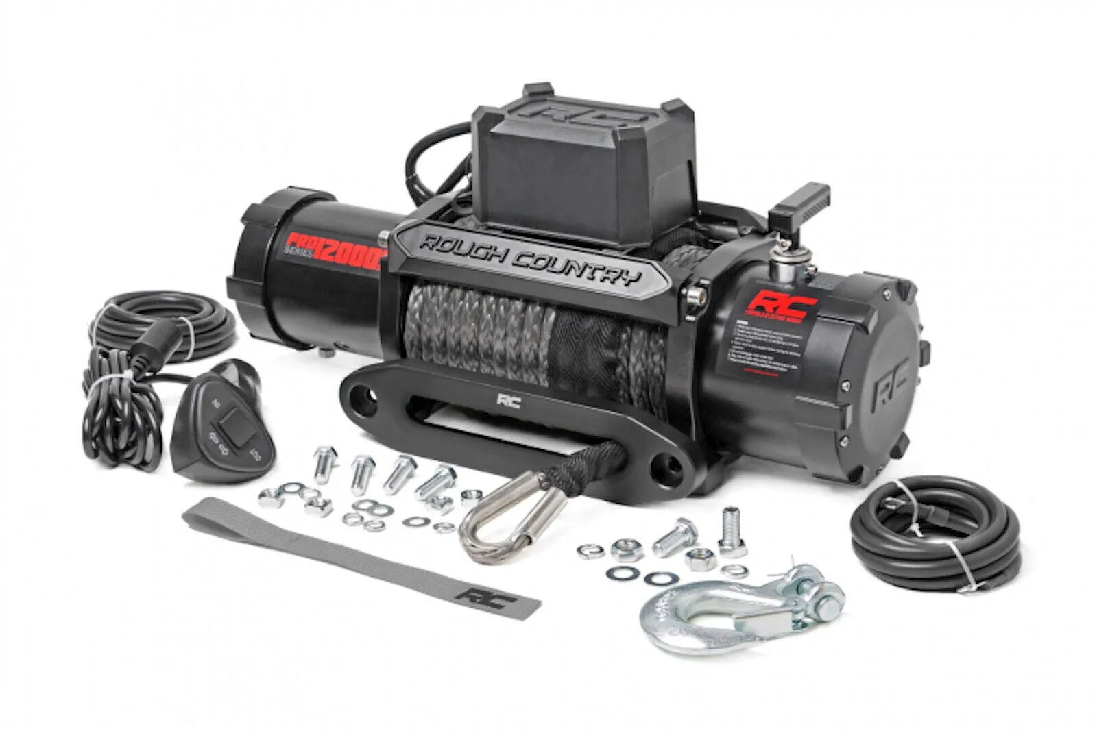 Rough Country PRO12000S PRO Series 12000LB Synthetic Rope Electric Winch