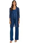 R&M Richards Women's Scallop Lace Duster Pant Set