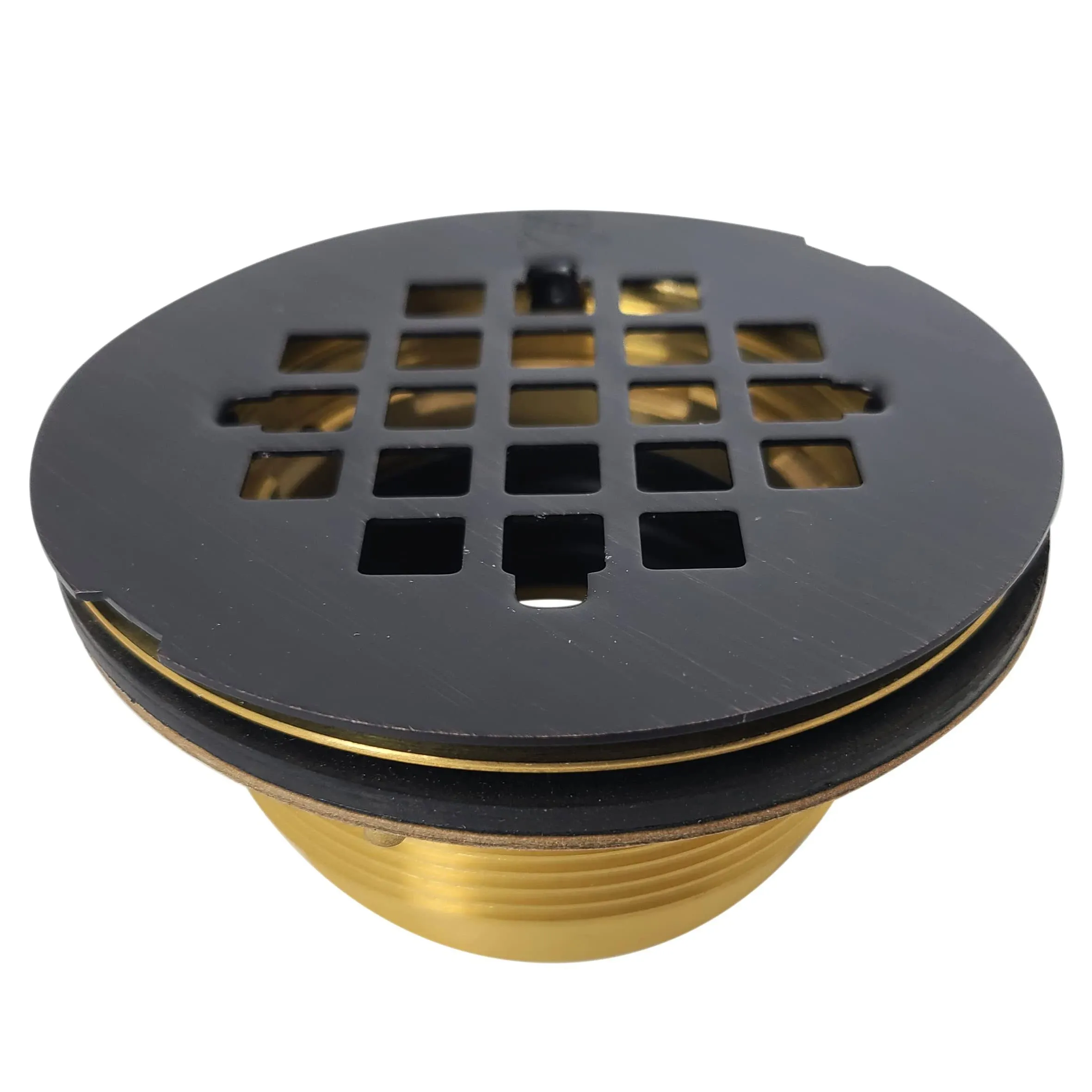 Westbrass 2 in. Brass Compression Shower Drain with 4-1/4 in. Round Grid Cover in Antique Bronze D206B-12A