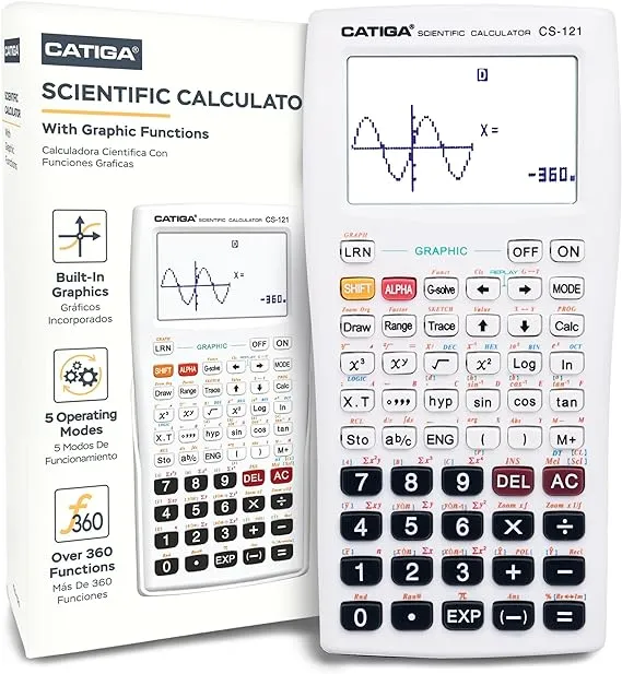 Catiga Electronics Scientific Calculator with Graphic Functions, White