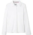 French Toast Girls Long Sleeve Interlock Polo with Picot Collar