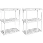 Gracious Living KNECT A Shelf 3 Shelf Interlocking Organizers, White (2 Pack)