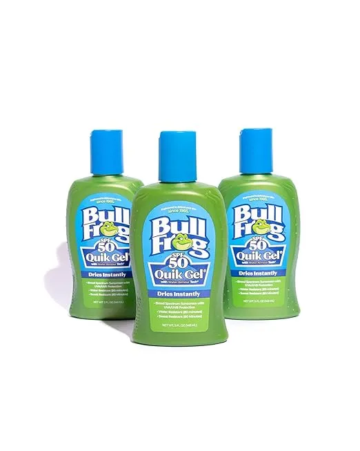 Bullfrog Quik Gel Sunscreen SPF 50 | Oxybenzone & Octinoxate Free | Broad Spectrum Moisturizing UVA/UVB, 5oz, 3 pack…