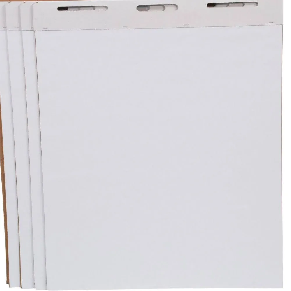 School Smart Unruled Easel Pads, 34 x 27 in, 50 Sheets, White, Pack of 4