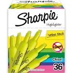 Sharpie - Accent Tank Style Highlighter, Chisel Tip, Fluorescent Yellow - 36/Box