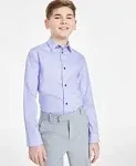 Calvin Klein Boys' Long Sleeve Slim Fit Dress Shirt, Button-Down Style with Cuffs & Shirttail Hem