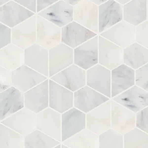 Monet Honed Marble Mosaic 9 Tile in Oriental White by Bedrosians