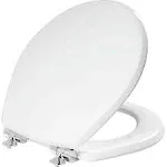 Round Enameled Wood Toilet Seat in White with STA-TITE? Seat Fastening System?