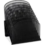 Safco® Onyx Mesh Desk Organizer with Tiered Sections, 8 Sections, Letter to Legal Size Files, 11.75" x 10.75" x 14", Black (SAF3258BL)