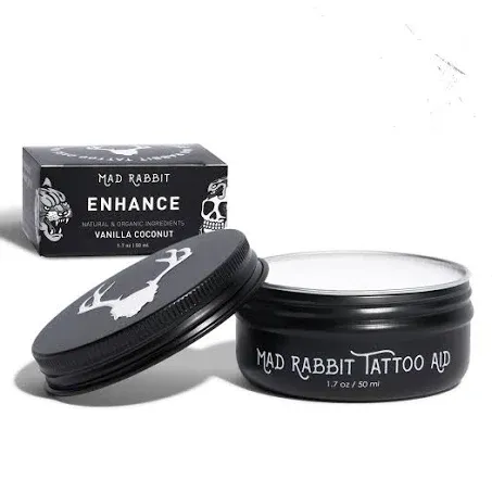 Mad Rabbit Tattoo Balm & Aftercare Cream- Color Enhancement that Revives Old Tattoos, Hydrates New Tattoos, Made With Clean Ingredients + Petroleum Free, Daily Tattoo Lotion Moisturizer & Brightener