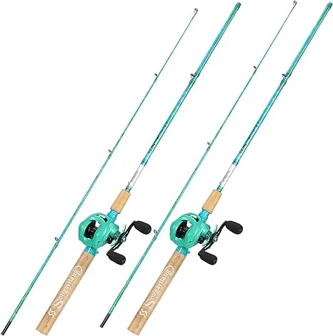 Sougayilang Fishing Rod and Reel Combo, 2-Piece 5-Foot 6-Inch Graphite & Fiberglass Rod, Durable and Strong, Quickset Anti-Reverse Fishing Reel (1Pack/2Pack)