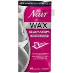 Nair Wax Ready-Strips Hair Remover for Face and Bikini - 40 count