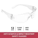 Safe Handler Hyline Safety Glasses | Anti Fog, Anti Scratch, Clear Impact Resistant, Unbreakable Polycarbonate Lens, 99% UV Protection, ANSI Z87.1, 12