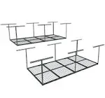 FLEXIMOUNTS 4x8 Overhead Garage Storage Rack, Garage Storage Organization System, Heavy Duty Metal Garage Ceiling Storage Racks, 2 pack, Black