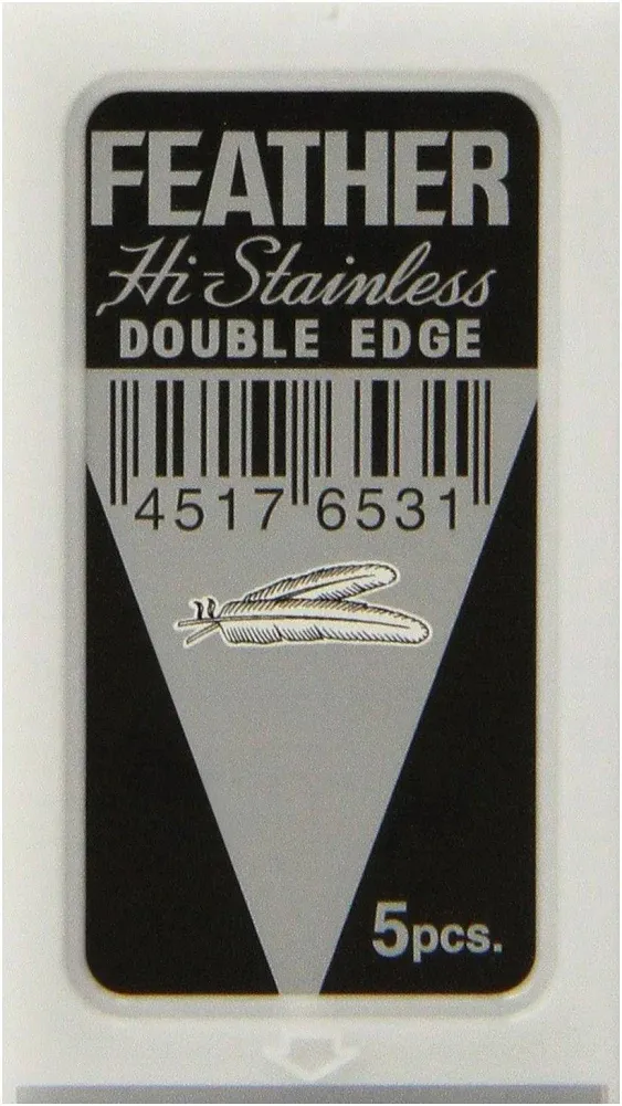 Feather Double Edge Safety Razor Blades - 50 Count - Platinum Coated Hi-Stainless Steel Razor Blades - Fits Most Safety Razors - Super Sharp for Clo