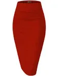 Hybrid & Company Women's Premium Stretch Office Pencil Skirt, Size: XL, Red