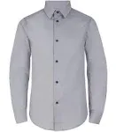 Calvin Klein Big Boys Slim Fit Solid Stretch Poplin Shirt - Silver