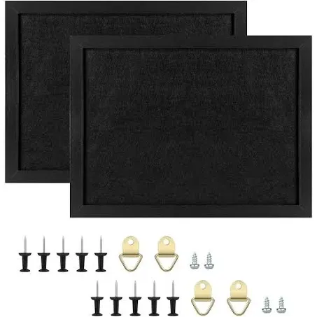 TORASO Cork Board Bulletin Board, Cork Boards for Walls with Pins, Eye Bolts, gaskets, Screws, Pin Board for Office, School and Home (All Black, 17“x23-2P)