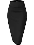 Premium Nylon Ponte Stretch Office Pencil Skirt High Waist