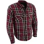 Milwaukee Leather MPM1640 Men&#039;s Plaid Flannel Biker Shirt with CE Approved Armor