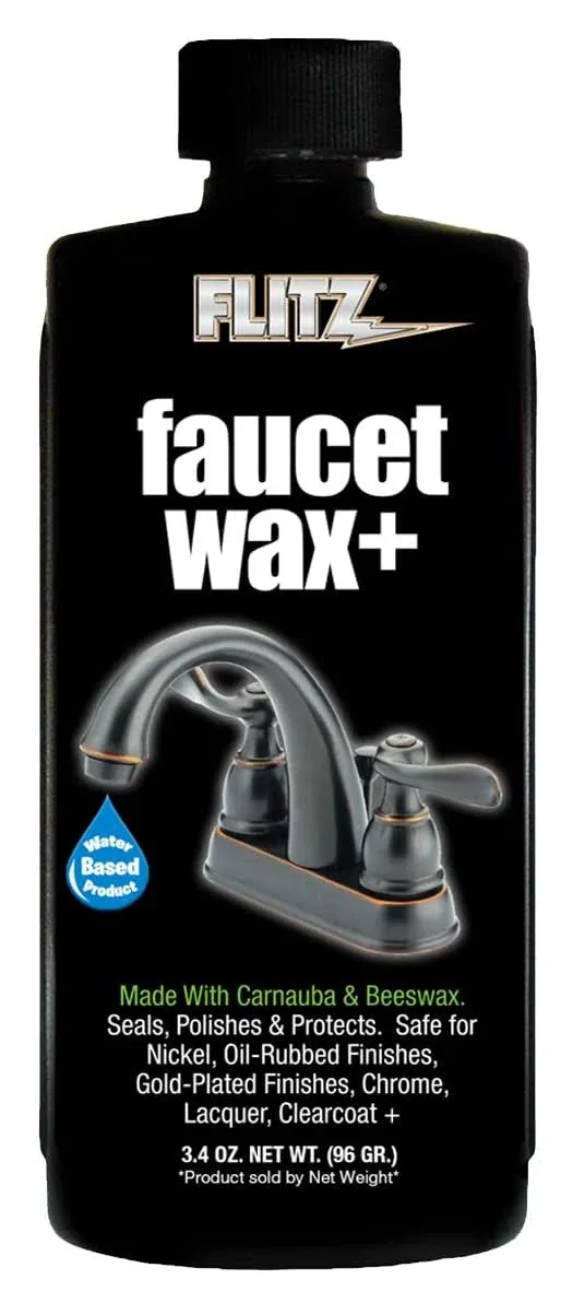 Flitz Faucet Wax - Cleans Metal, Protects Against Fingerprints, Water Spots - Restores Shine - Safe for Nickel, Brass, Copper, Stainless Steel, and More - 3.4 oz