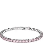 Swarovski Matrix Tennis Bracelet, Round Cut, Small Pink Rhodium 5648930 (Size S)