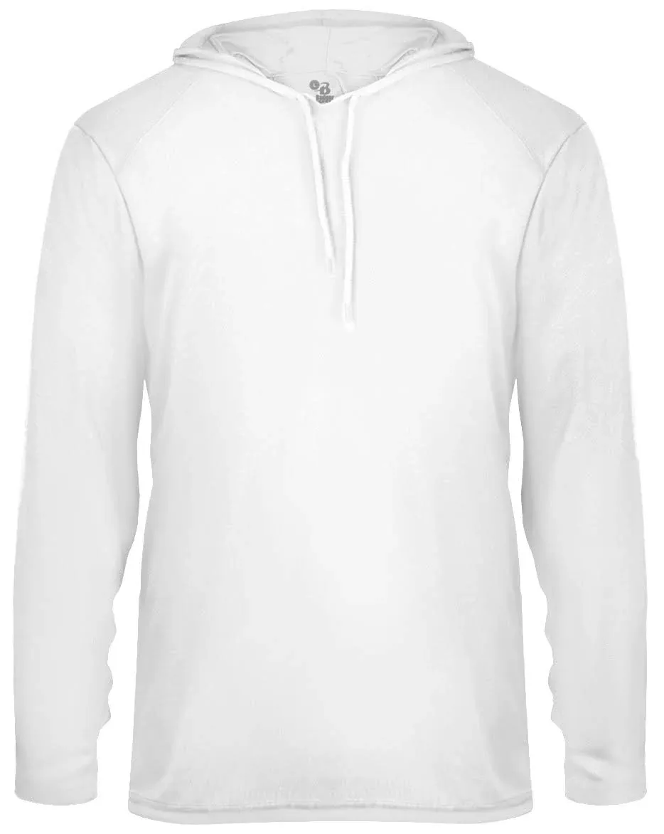 Badger 4105 - B-Core Long Sleeve Hooded T-Shirt - White - M