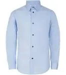 Calvin Klein Big Boys Slim Fit Solid Stretch Poplin Shirt - Blue 14