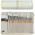 Paint Brushes Set of 24 Pieces Wooden Handles Brushes with Canvas Brush Case, Professional for Oil, Acrylic and Watercolor Painting