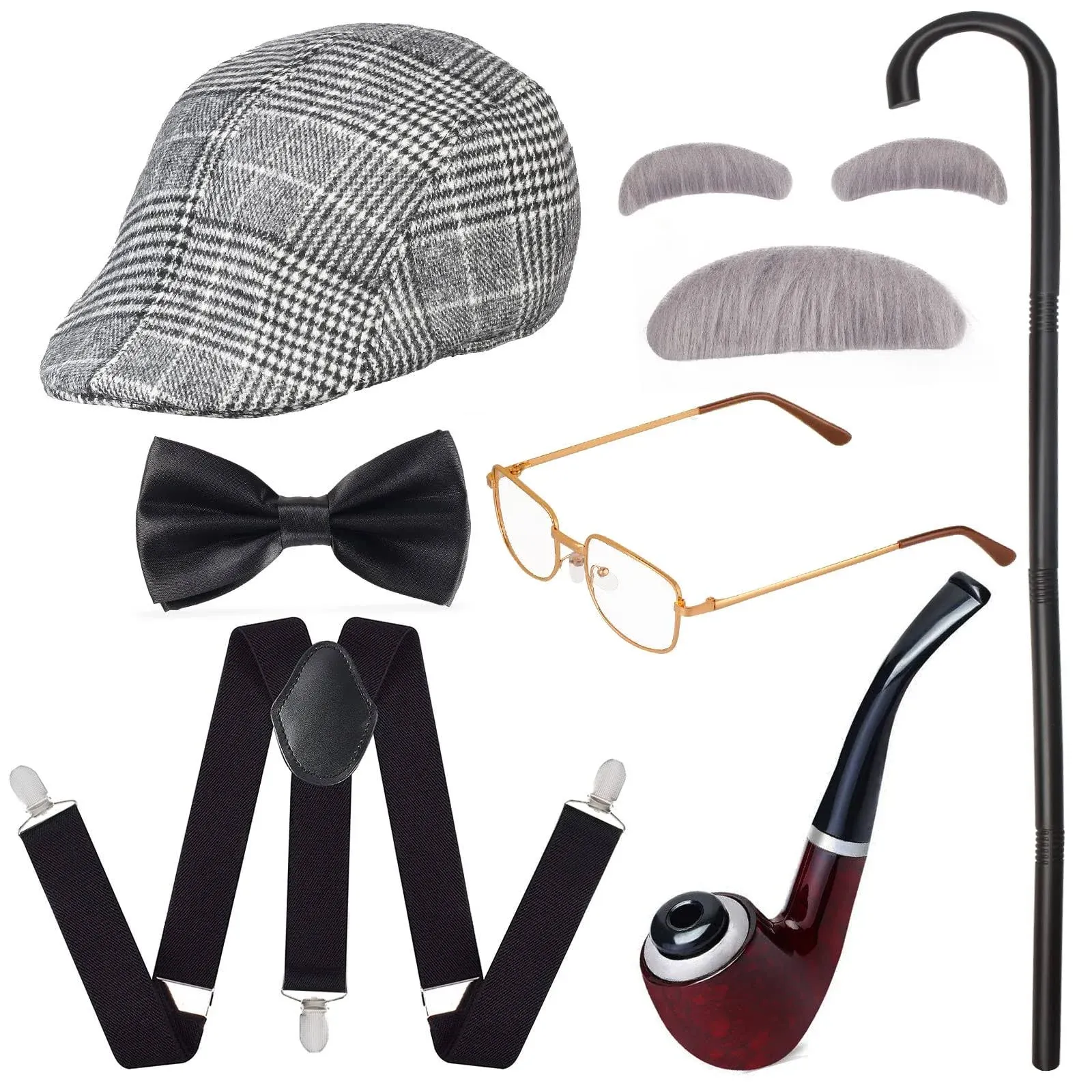 Yewong 1920s Mens Gatsby Gangster Costume Old Man Fancy Dress Costume Grandpa...