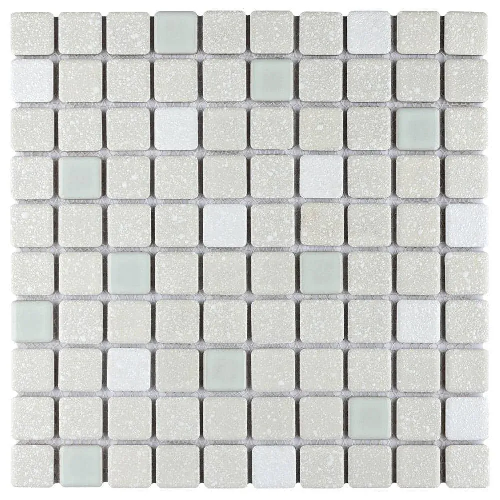 Merola Tile Crystalline Square Pistachio 11-3/4 in. x 11-3/4 in. Porcelain Mosaic Tile (9.8 sq. ft./Case) FKOSRR98