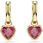 Swarovski Chroma Gold Red Heart Drop Earrings