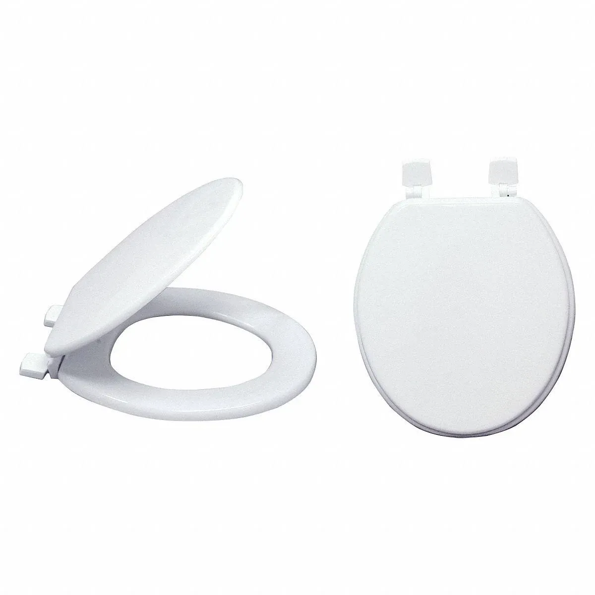 EZ-FLO White Plastic Toilet Seat with Lid, Elongated, 65903