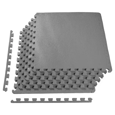 BalanceFrom Puzzle Exercise Mat with EVA Foam Interlocking Tiles Gray